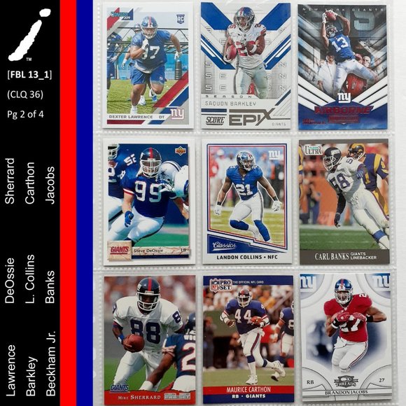 New York Giants 36 Player Card Lot [FBL13_1] - Picture 4 of 6